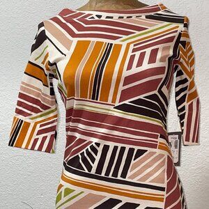 NWT $240 MARC CAIN Diagonal Graphic Print Top N2 S 6 8